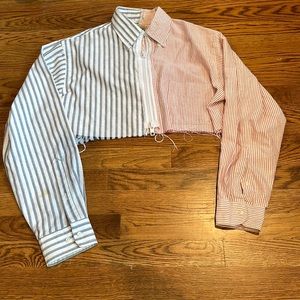 Vintage Cropped Zip Up Shirt